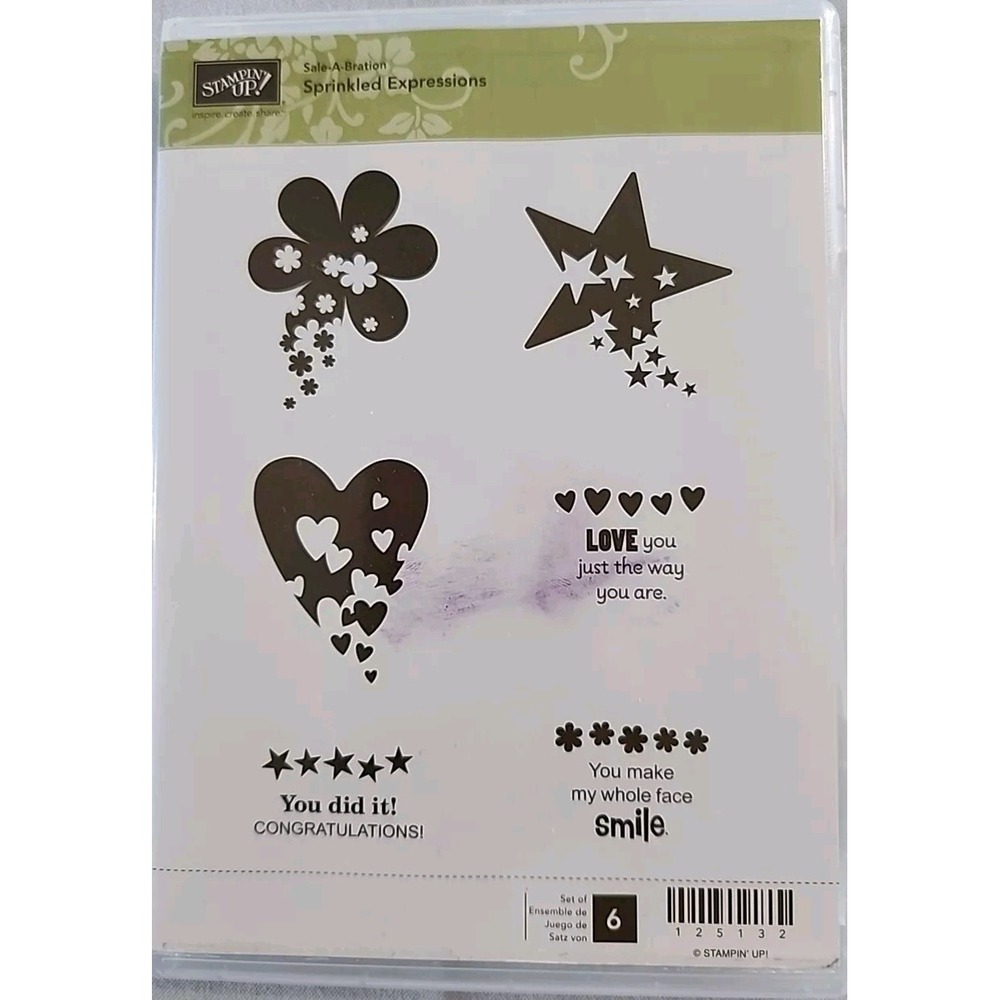 Stampin Up Sprinkled Expressions Sale-A-Bration 6 Piece Rubber Stamp Set 125132